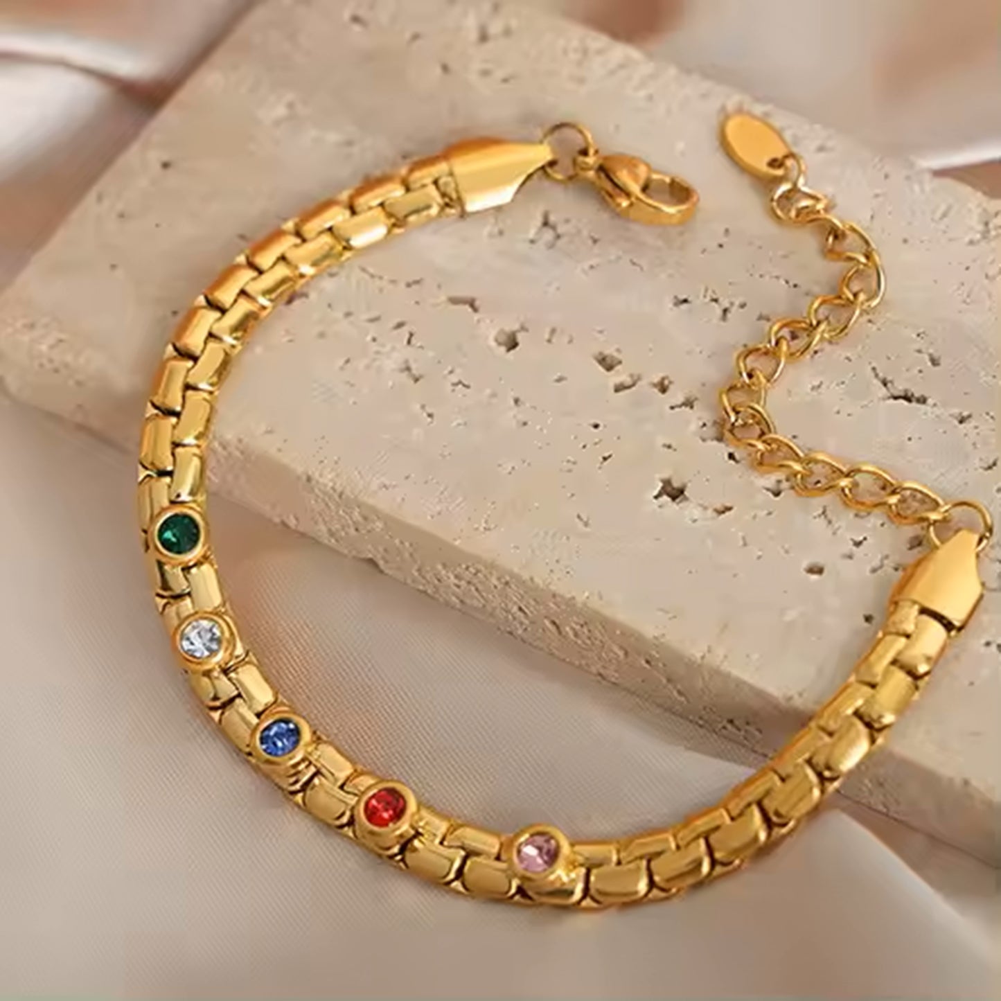 Colorful Zircon Chain Bracelet