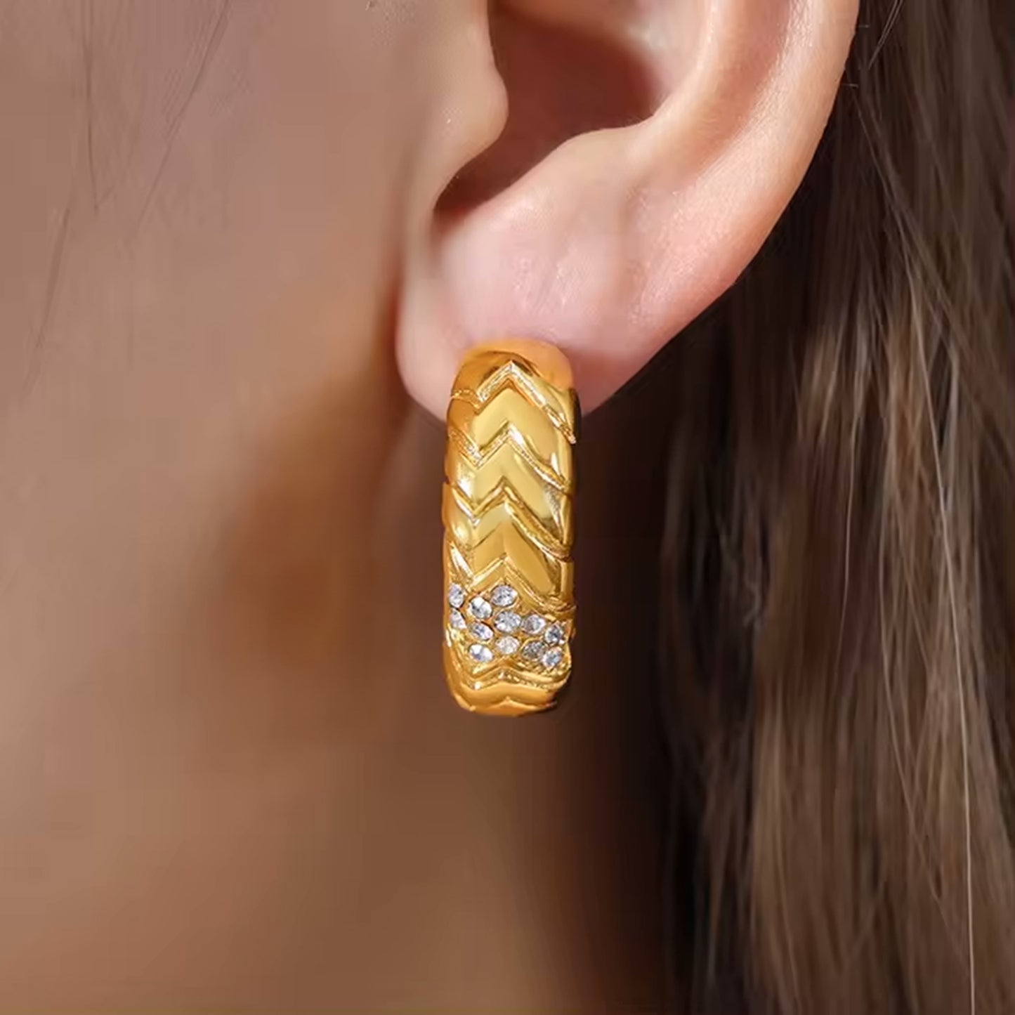 Crystal C Shaped Earring