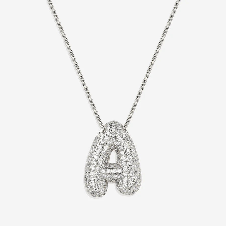 Pave Bubble Letter Necklace