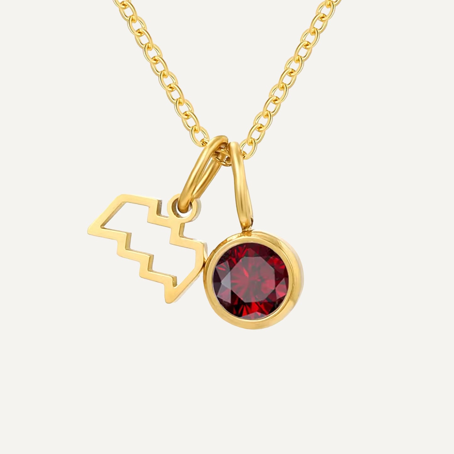 Birthstone Constellation Double Pendant Necklace