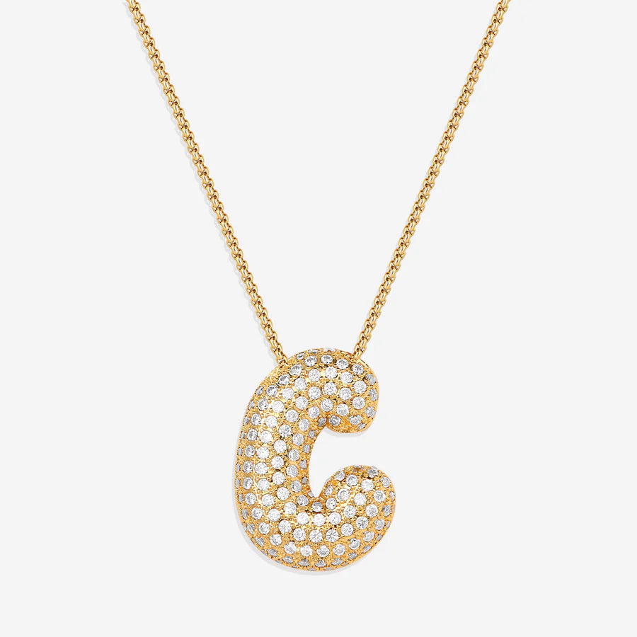 Pave Bubble Letter Necklace