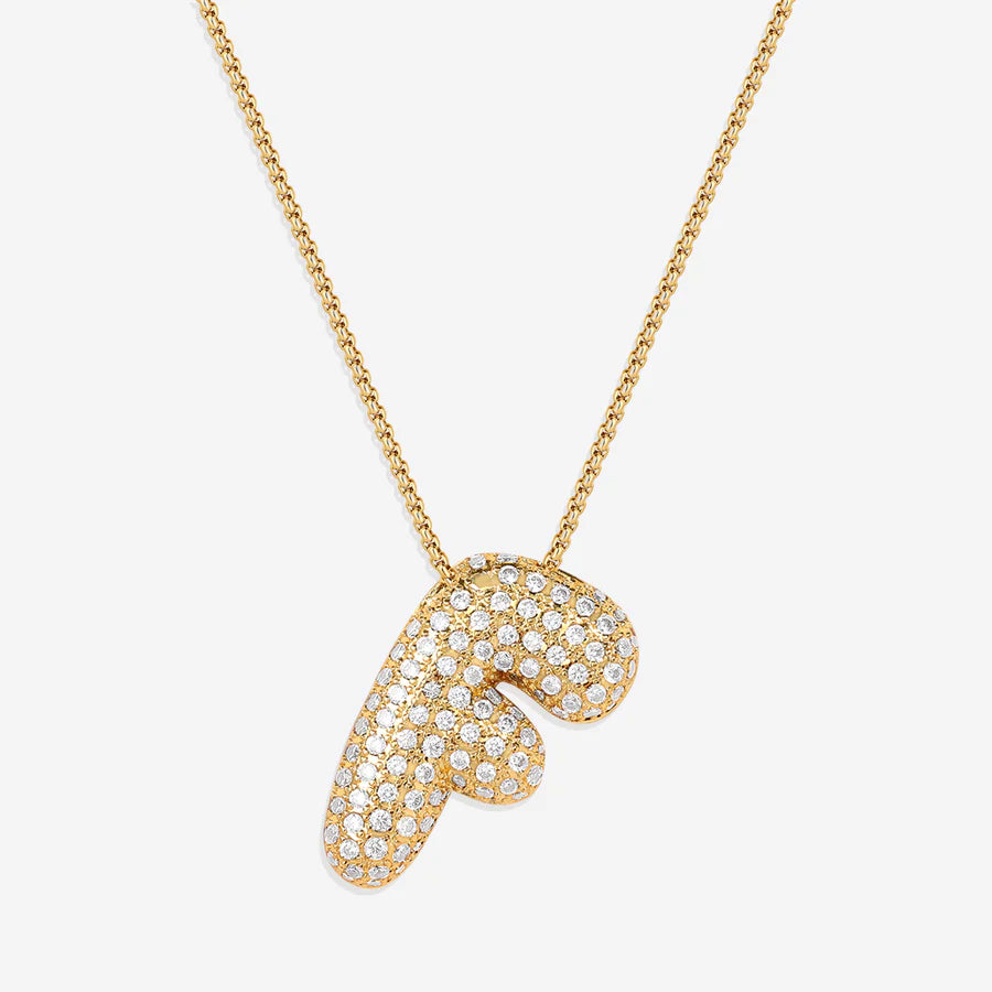 Pave Bubble Letter Necklace