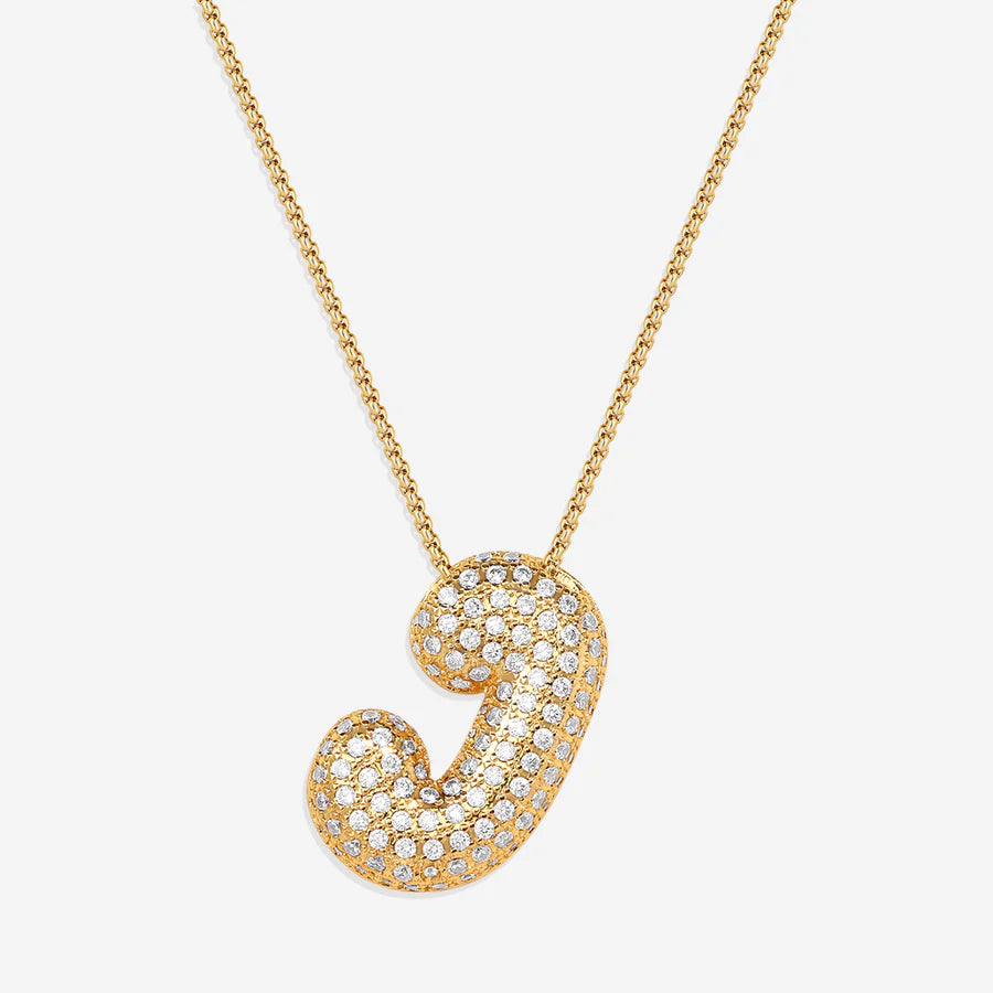 Pave Bubble Letter Necklace