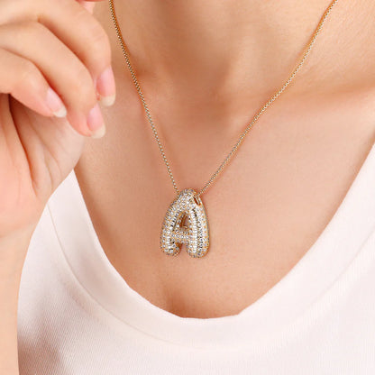 Pave Bubble Letter Necklace