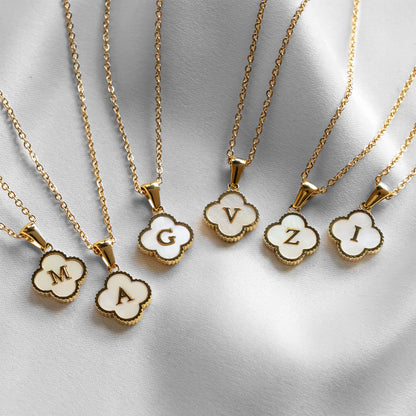 Clover Initial Pendant Necklace