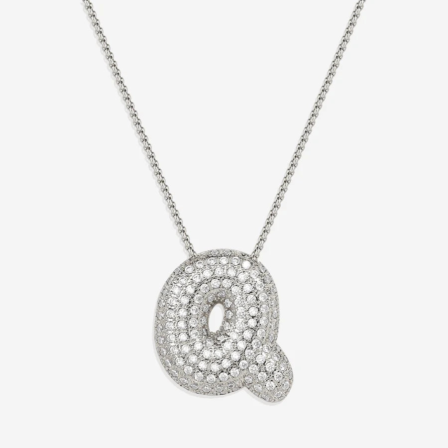 Pave Bubble Letter Necklace