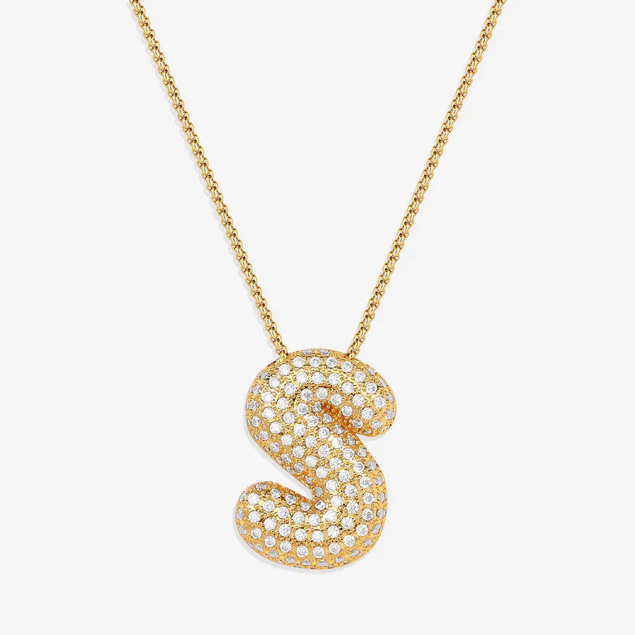 Pave Bubble Letter Necklace