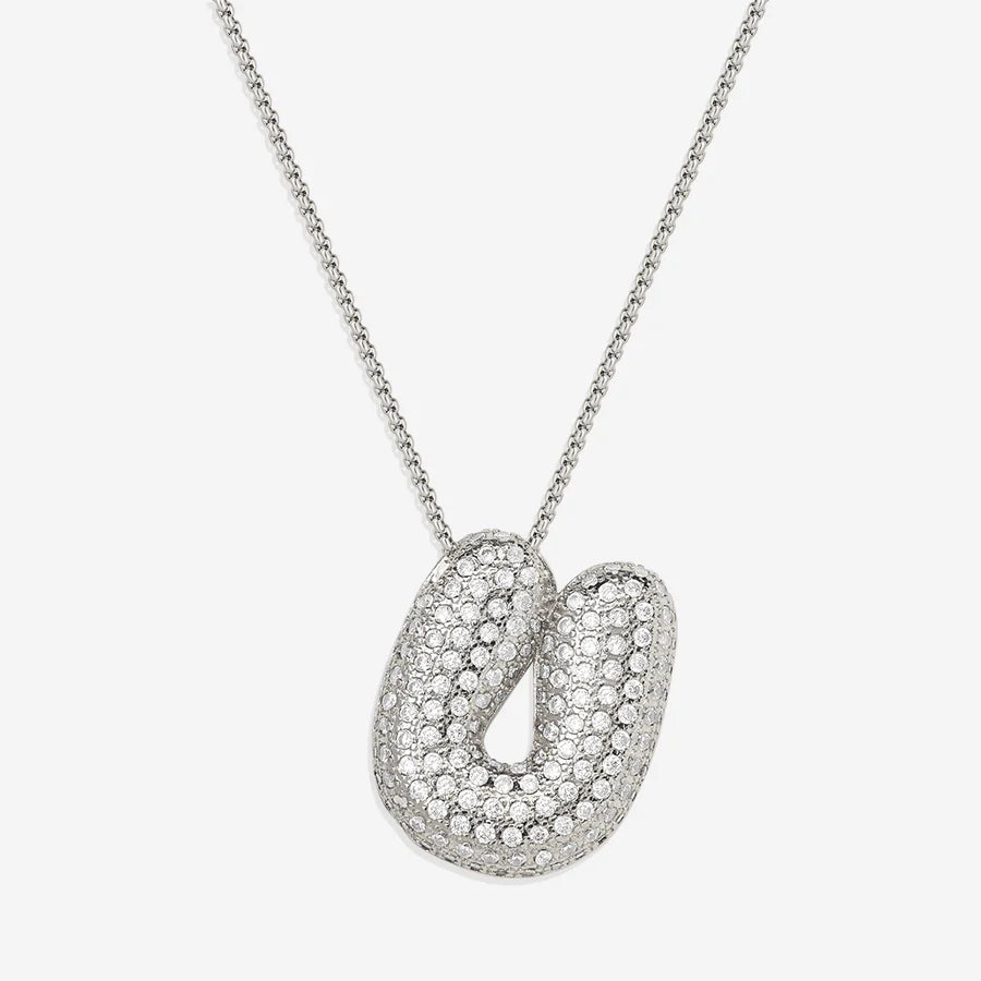 Pave Bubble Letter Necklace