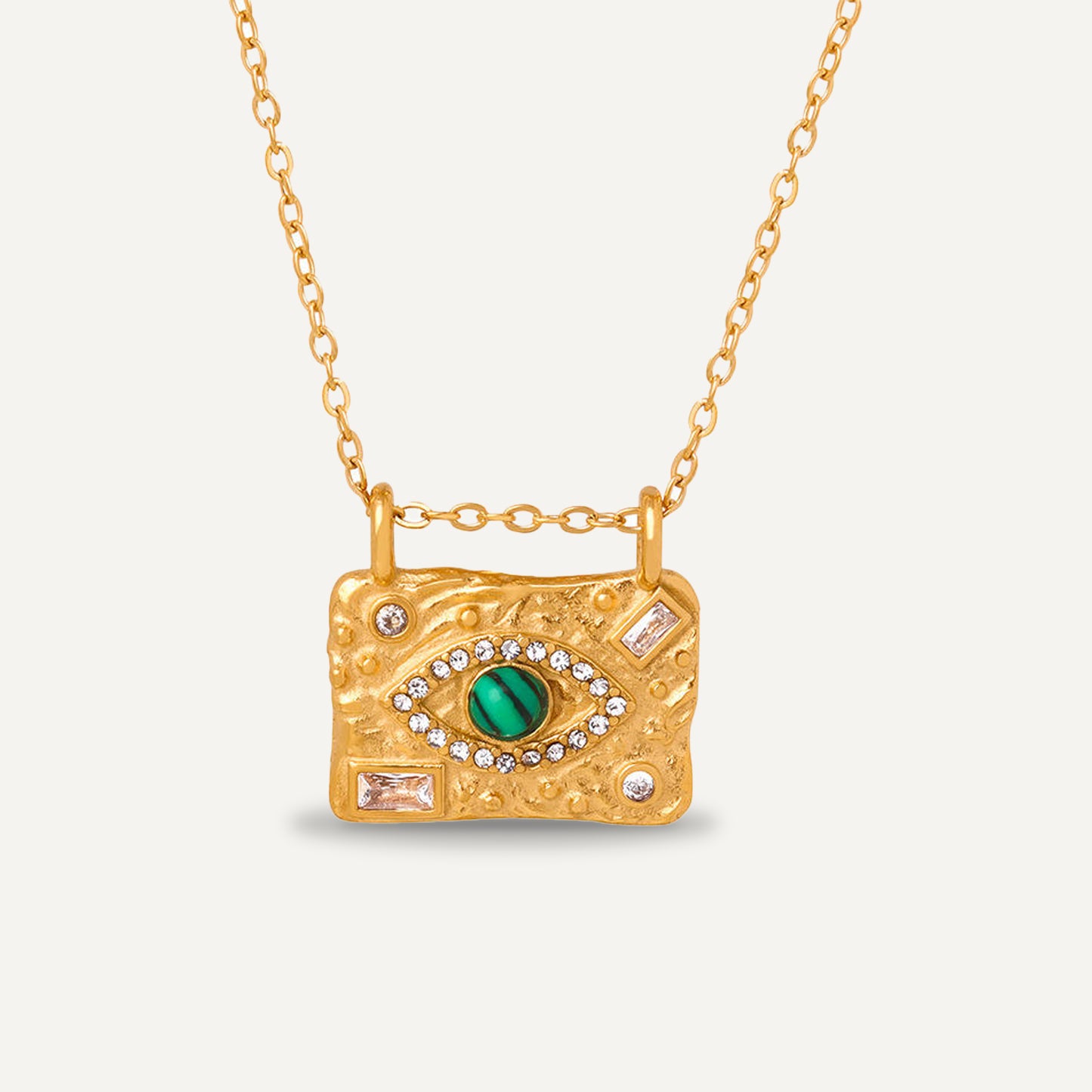 Zircon Eye Plate Necklace