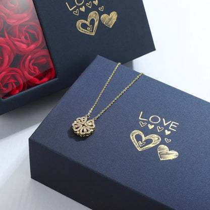 Heart Four Leaf Clover Necklace Set